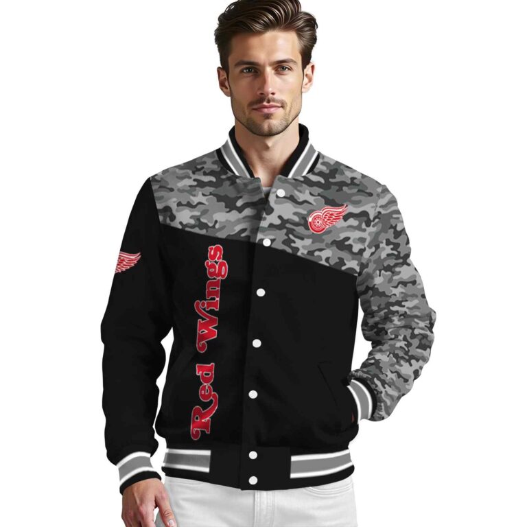 detroit red wings camo patchwork black jacket high quality jacketwow