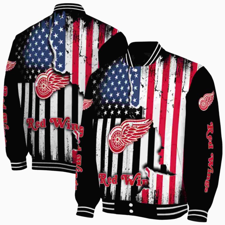 detroit red wings patriotic theme black jacket fashion forward jacketwow
