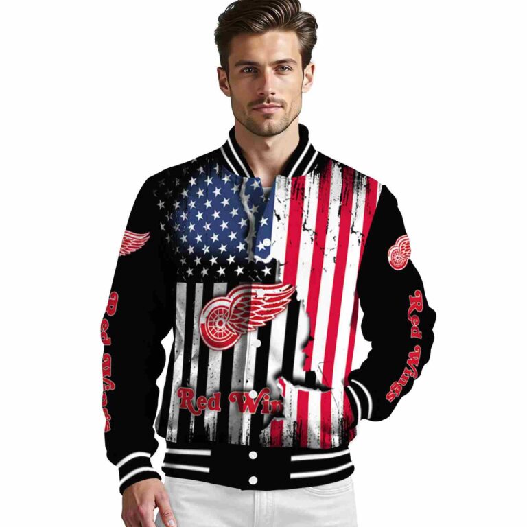 detroit red wings patriotic theme black jacket high quality jacketwow