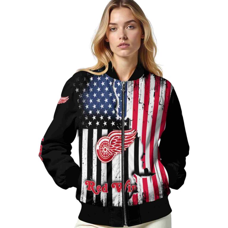detroit red wings patriotic theme black jacket latest model jacketwow