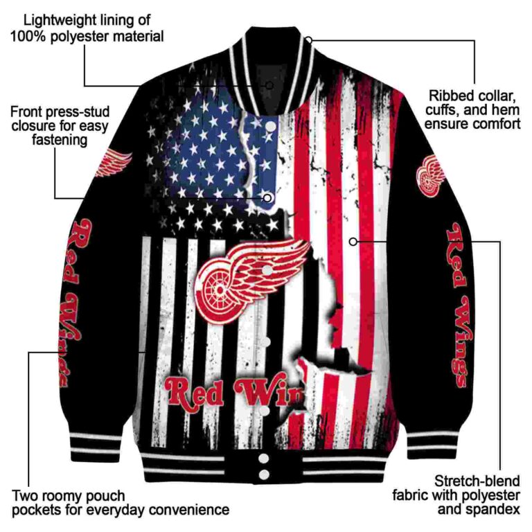 detroit red wings patriotic theme black jacket new arrival jacketwow