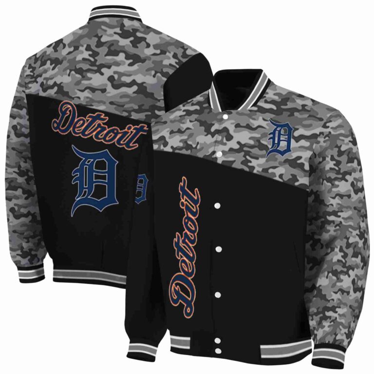 detroit tigers camo patchwork black jacket fashion forward jacketwow