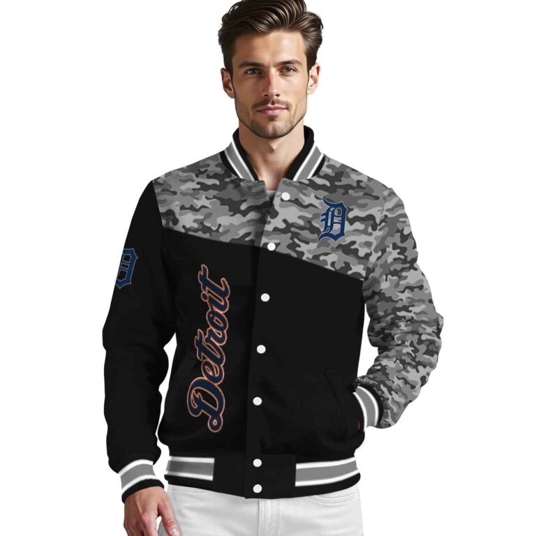 detroit tigers camo patchwork black jacket high quality jacketwow