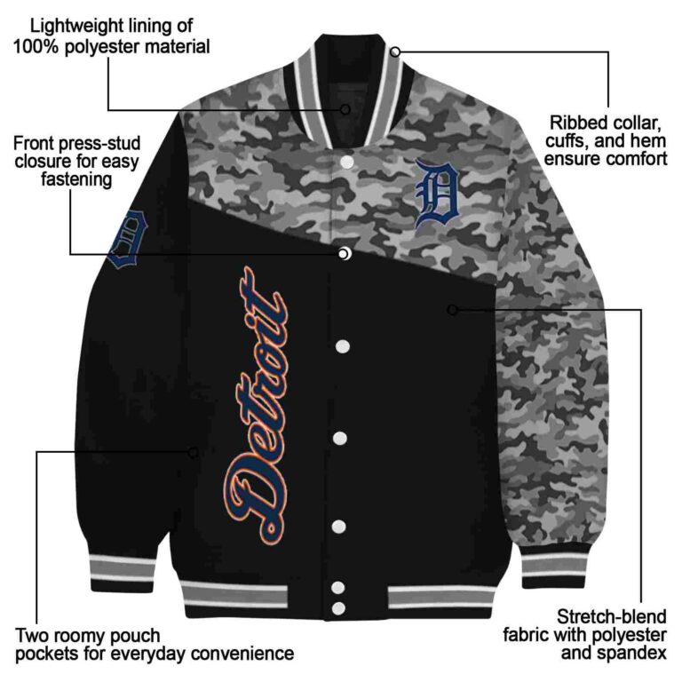 detroit tigers camo patchwork black jacket new arrival jacketwow