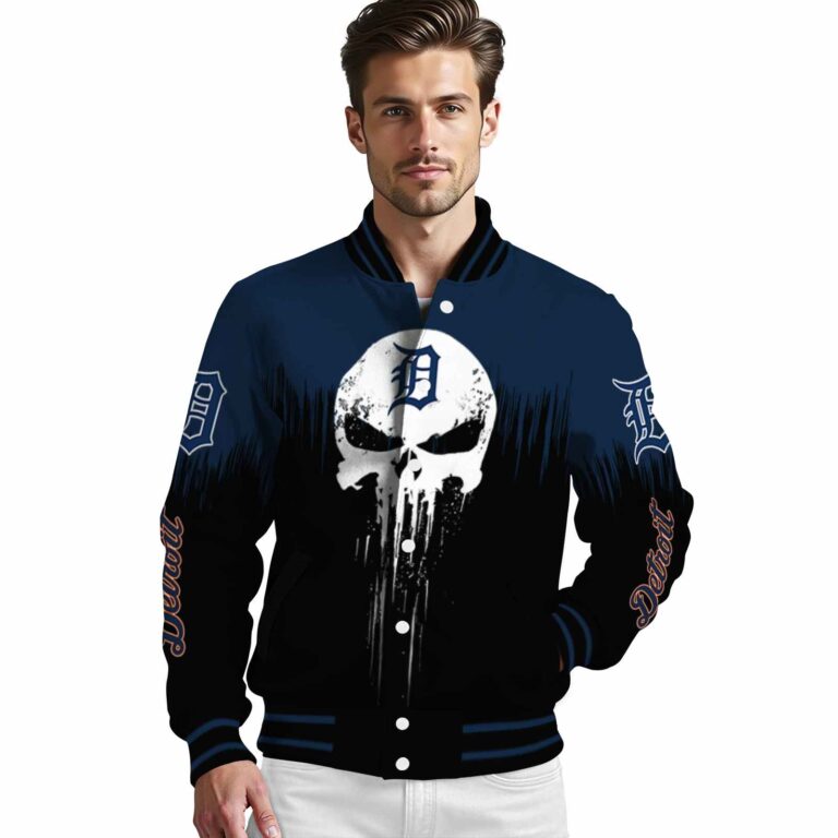 detroit tigers punisher skull navy black white jacket high quality jacketwow