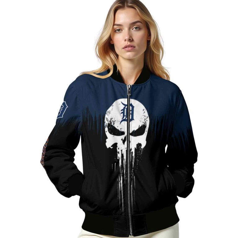 detroit tigers punisher skull navy black white jacket latest model jacketwow