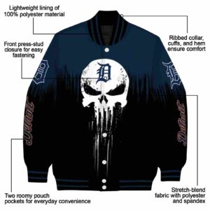 detroit tigers punisher skull navy black white jacket new arrival jacketwow