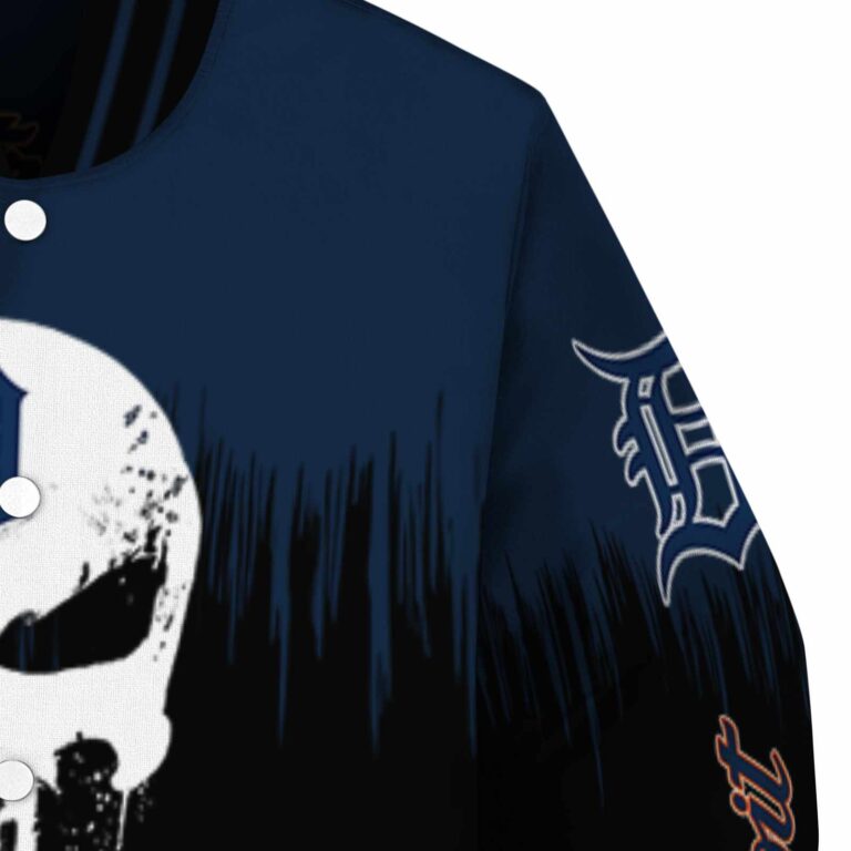 detroit tigers punisher skull navy black white jacket premium grade jacketwow