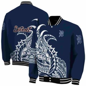 detroit tigers tribal art navy white black jacket fashion forward jacketwow
