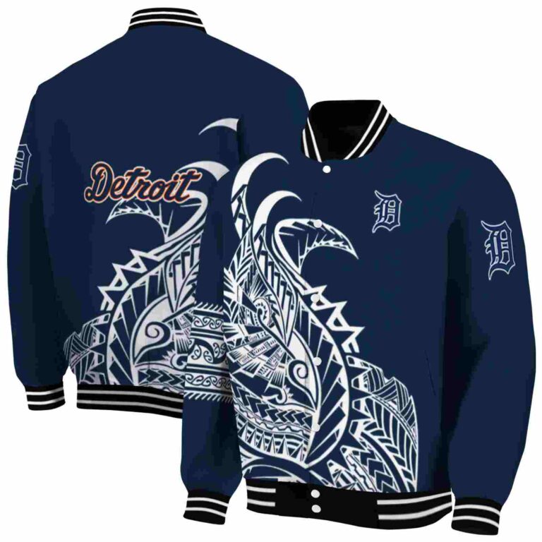 detroit tigers tribal art navy white black jacket fashion forward jacketwow