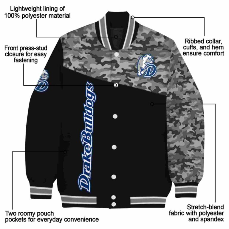 drake bulldogs camo patchwork black jacket new arrival jacketwow