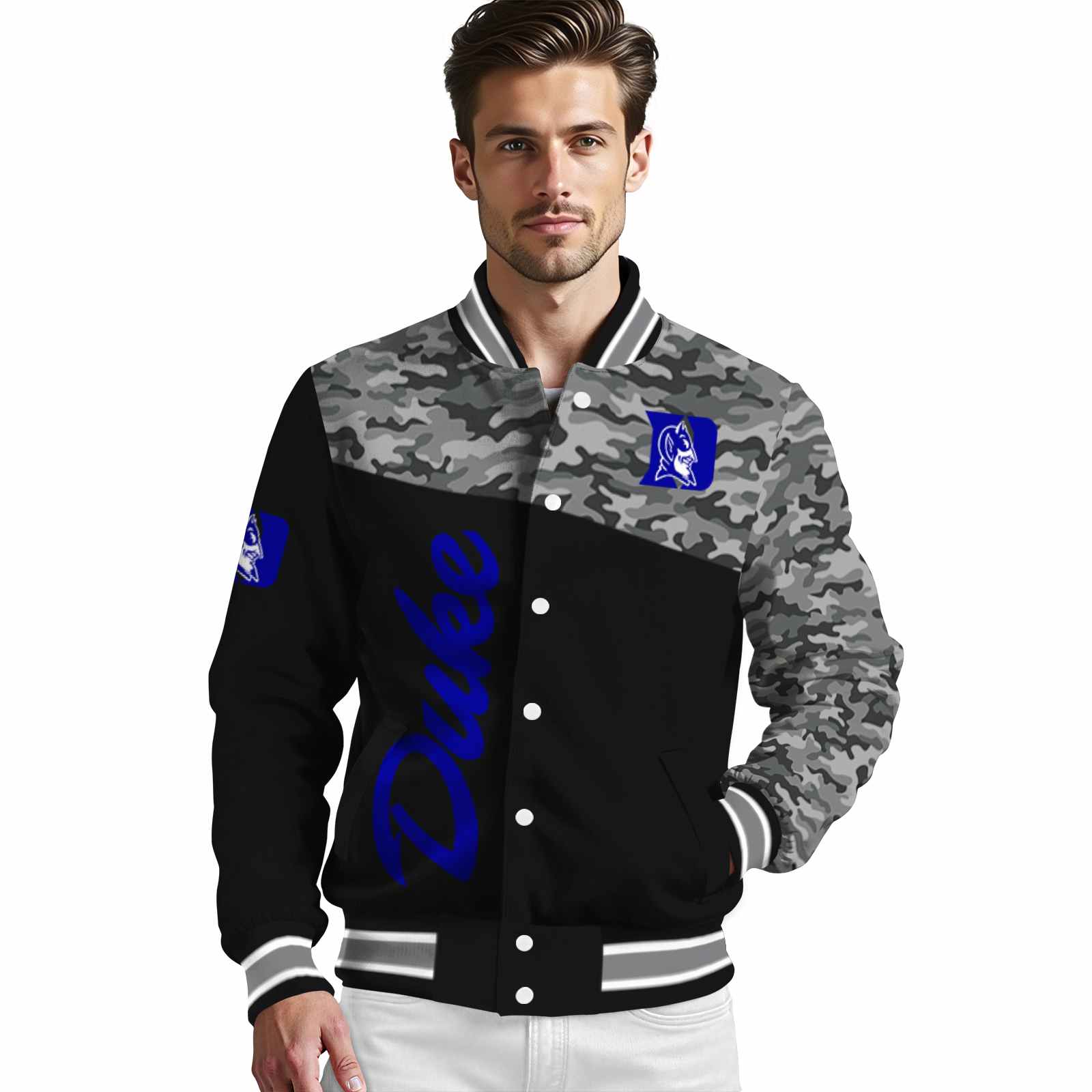 duke blue devils camo patchwork black jacket high quality jacketwow duke blue devils camo patchwork black jacket high quality jacketwow