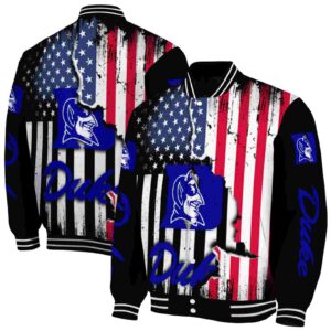 duke blue devils patriotic theme black jacket fashion forward jacketwow