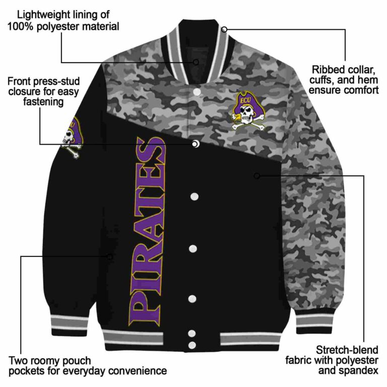 east carolina pirates camo patchwork black jacket new arrival jacketwow