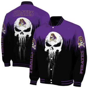 east carolina pirates punisher skull purple black white jacket fashion forward jacketwow
