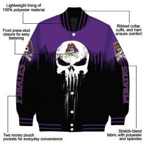 east carolina pirates punisher skull purple black white jacket new arrival jacketwow