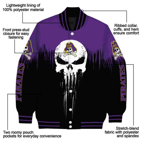 east carolina pirates punisher skull purple black white jacket new arrival jacketwow