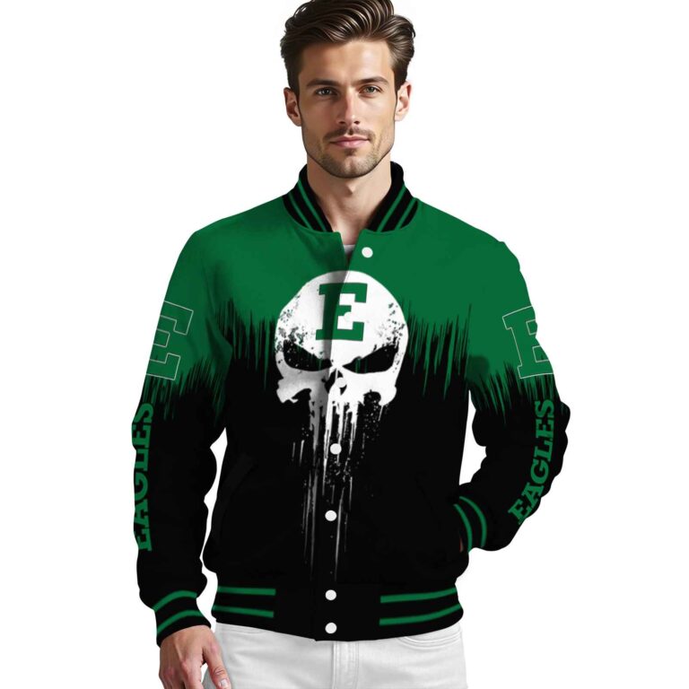eastern michigan eagles punisher skull green black white jacket high quality jacketwow