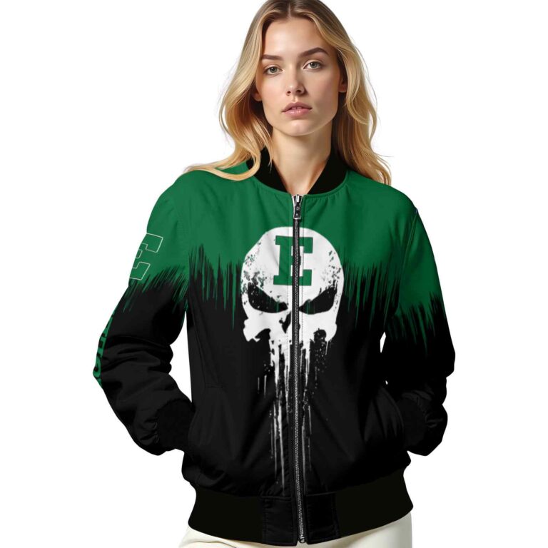 eastern michigan eagles punisher skull green black white jacket latest model jacketwow