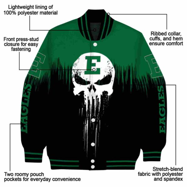 eastern michigan eagles punisher skull green black white jacket new arrival jacketwow