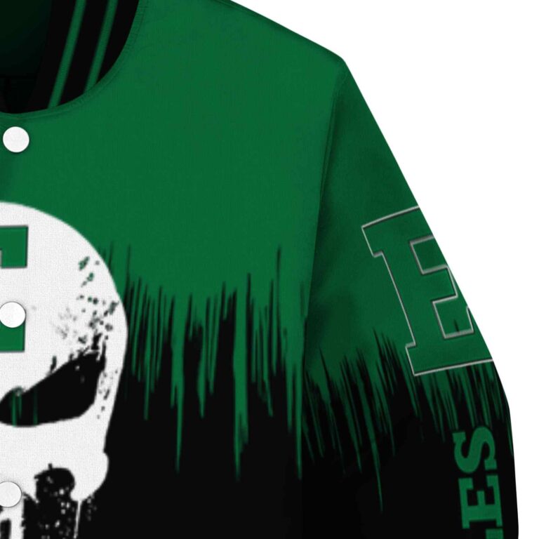 eastern michigan eagles punisher skull green black white jacket premium grade jacketwow