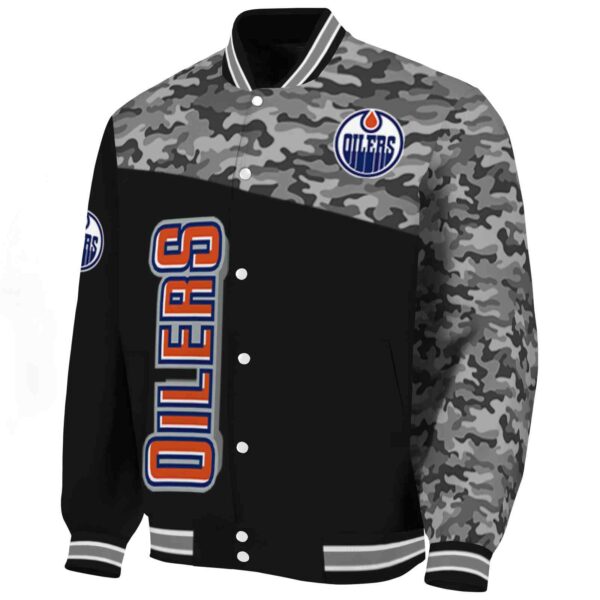 edmonton oilers camo patchwork black jacket best selling jacketwow