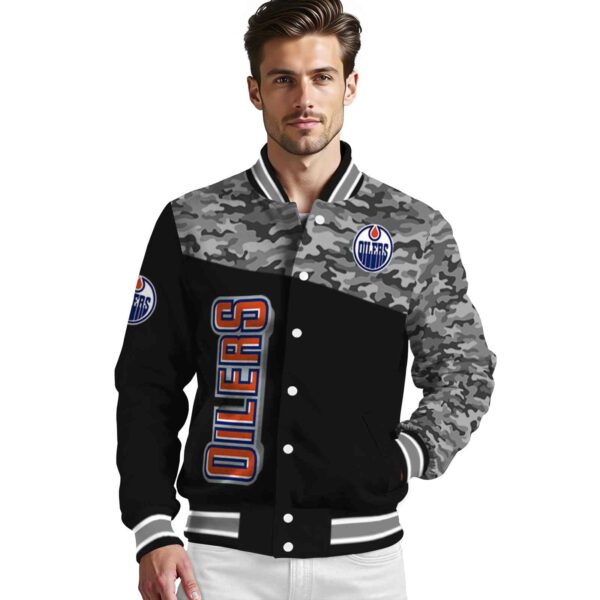 edmonton oilers camo patchwork black jacket high quality jacketwow