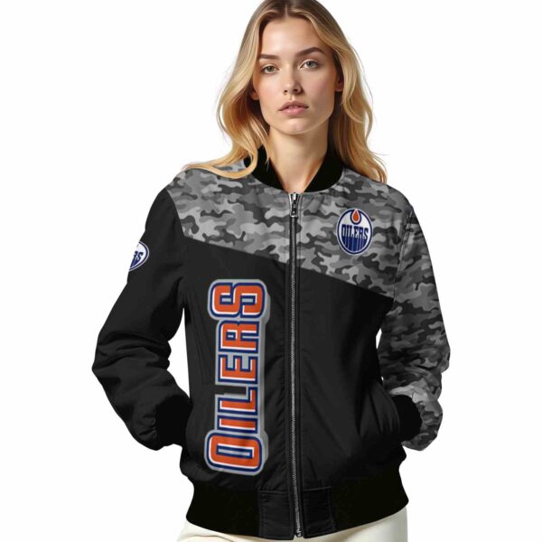 edmonton oilers camo patchwork black jacket latest model jacketwow
