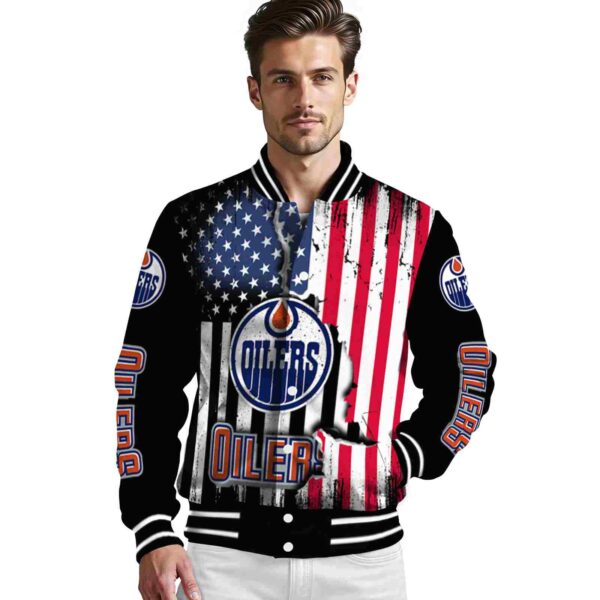 edmonton oilers patriotic theme black jacket high quality jacketwow