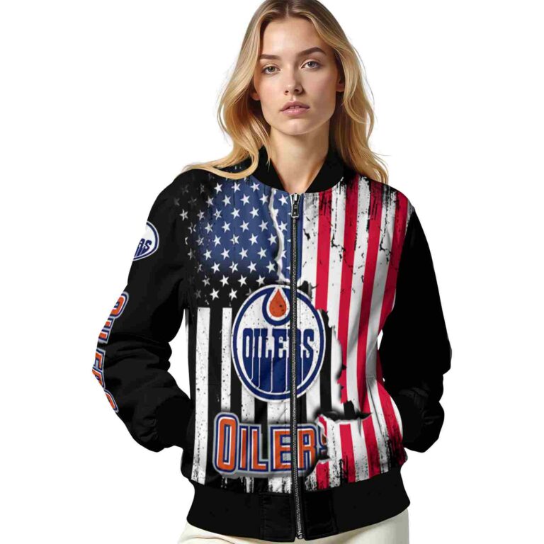 edmonton oilers patriotic theme black jacket latest model jacketwow