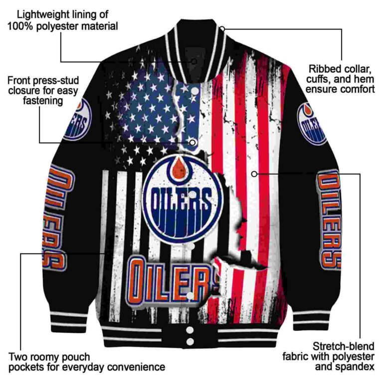 edmonton oilers patriotic theme black jacket new arrival jacketwow