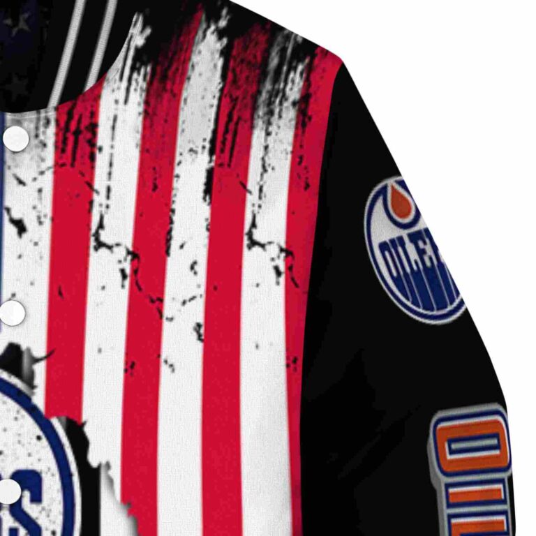 edmonton oilers patriotic theme black jacket premium grade jacketwow