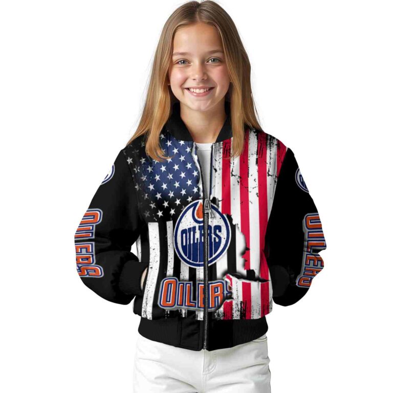 edmonton oilers patriotic theme black jacket top rated jacketwow