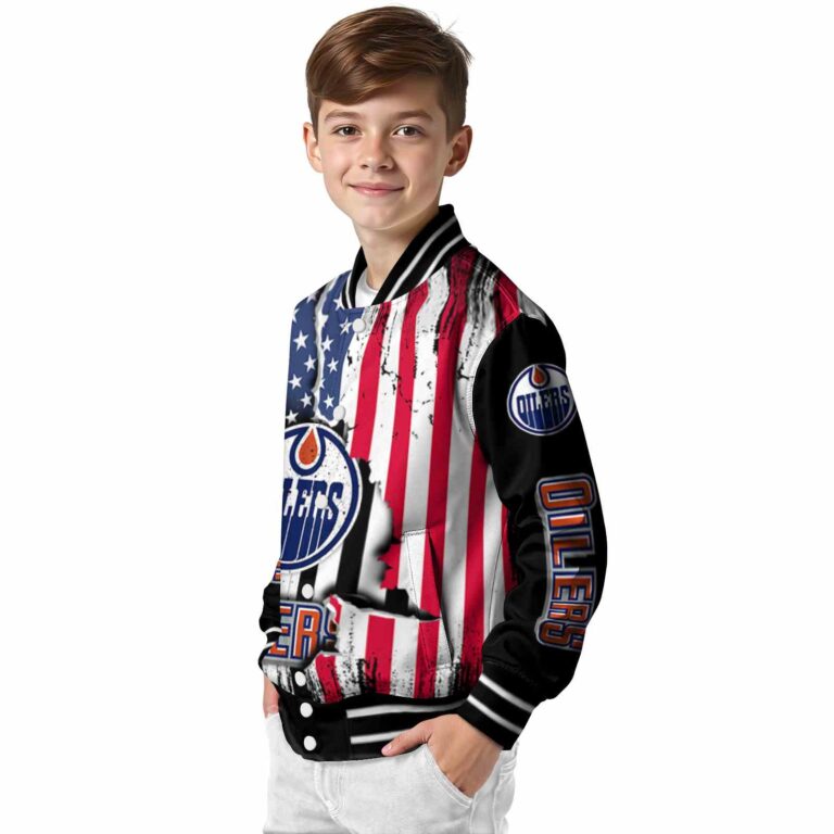 edmonton oilers patriotic theme black jacket trendy jacketwow
