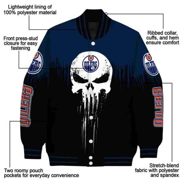 edmonton oilers punisher skull blue black white jacket new arrival jacketwow