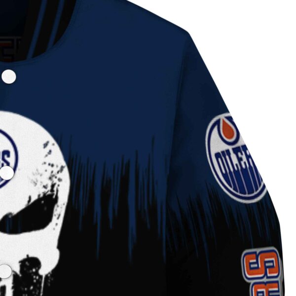 edmonton oilers punisher skull blue black white jacket premium grade jacketwow