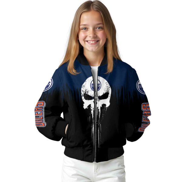 edmonton oilers punisher skull blue black white jacket top rated jacketwow