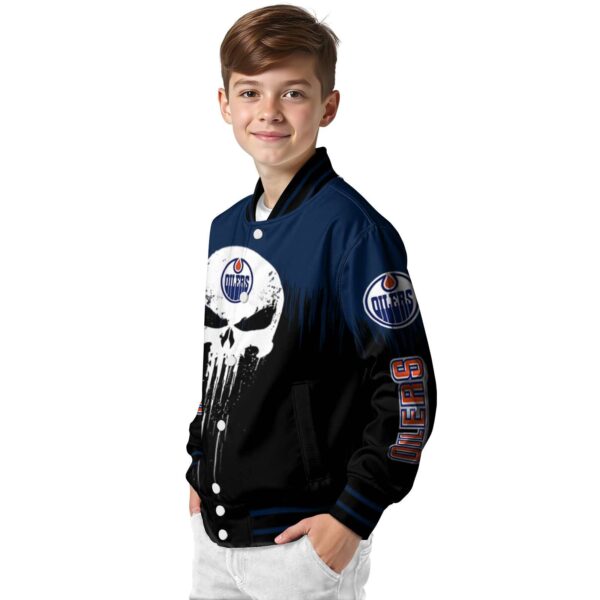 edmonton oilers punisher skull blue black white jacket trendy jacketwow