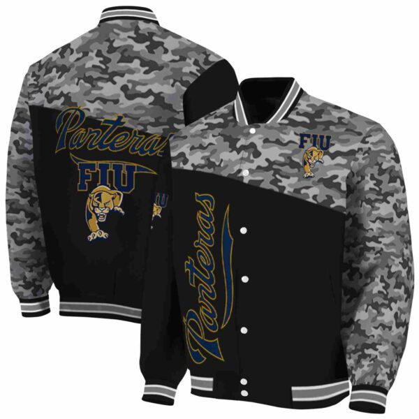 fiu panthers camo patchwork black jacket fashion forward jacketwow