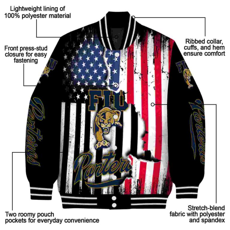 fiu panthers patriotic theme black jacket new arrival jacketwow
