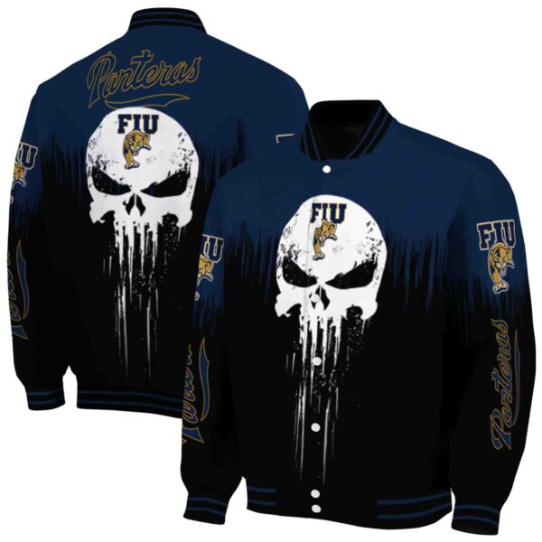 fiu panthers punisher skull blue black white jacket fashion forward jacketwow