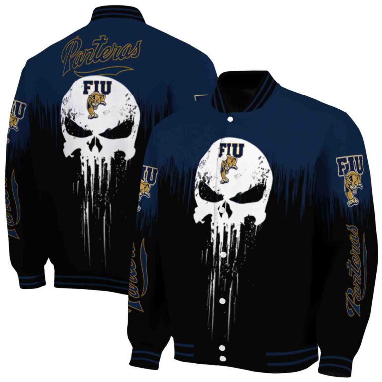 fiu panthers punisher skull blue black white jacket fashion forward jacketwow