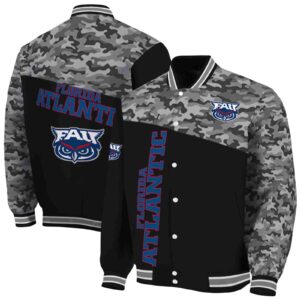 florida atlantic owls camo patchwork black jacket fashion forward jacketwow