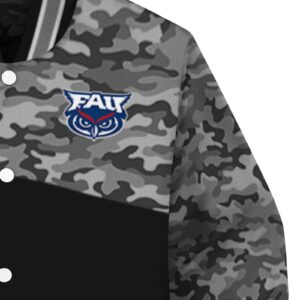 florida atlantic owls camo patchwork black jacket premium grade jacketwow