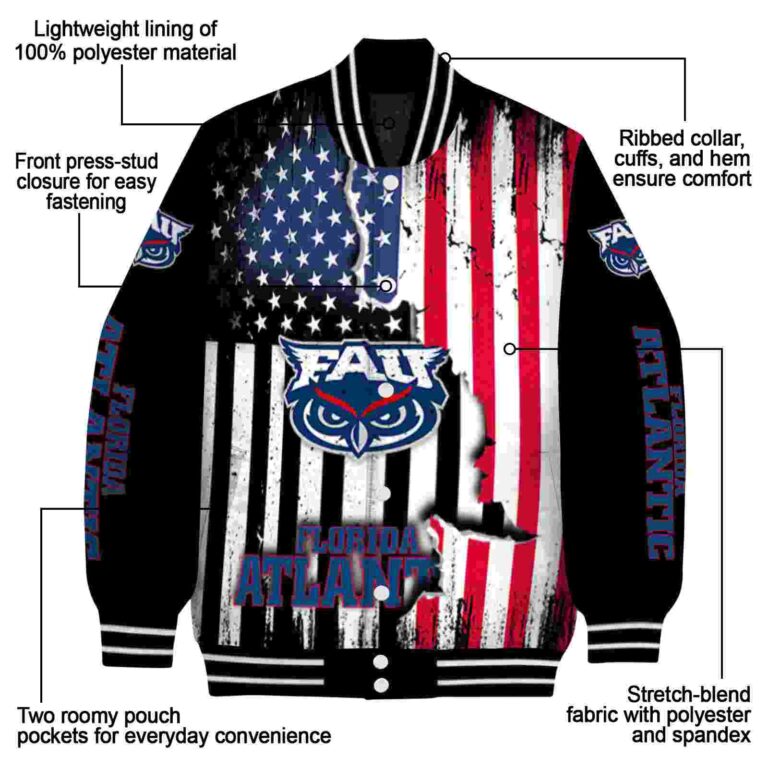 florida atlantic owls patriotic theme black jacket new arrival jacketwow