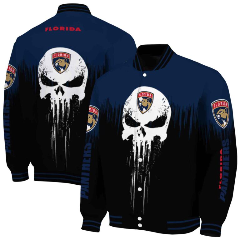 florida panthers punisher skull red black white jacket fashion forward jacketwow