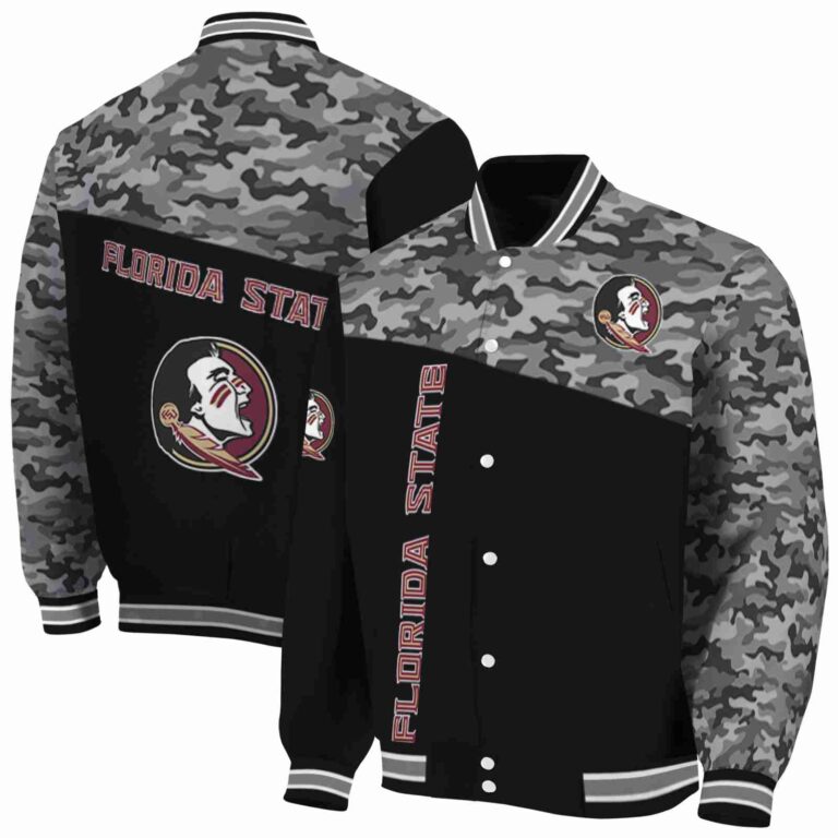 florida state seminoles camo patchwork black jacket fashion forward jacketwow