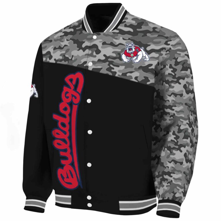 fresno state bulldogs camo patchwork black jacket best selling jacketwow