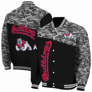 fresno state bulldogs camo patchwork black jacket fashion forward jacketwow