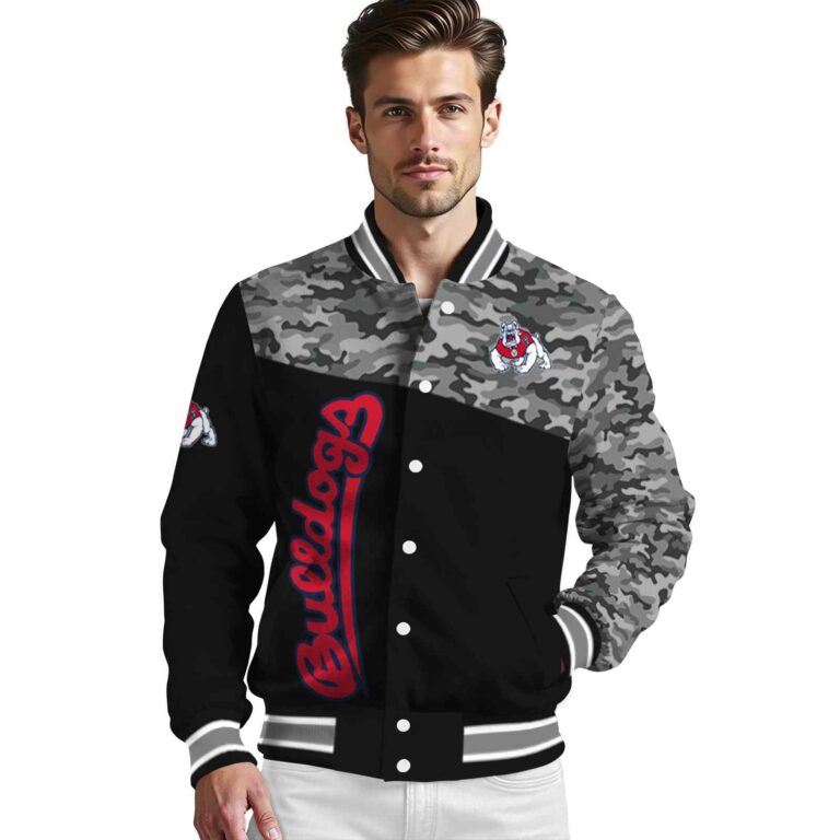 fresno state bulldogs camo patchwork black jacket high quality jacketwow